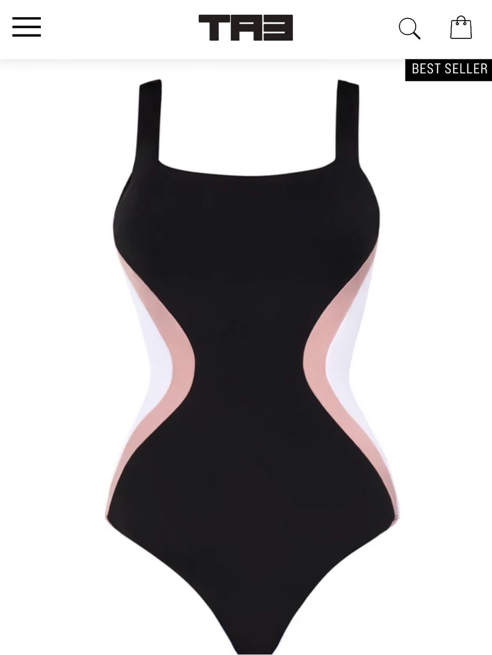 Sculpting Black One-Piece Swimsuit with Pink and White Contour Panels